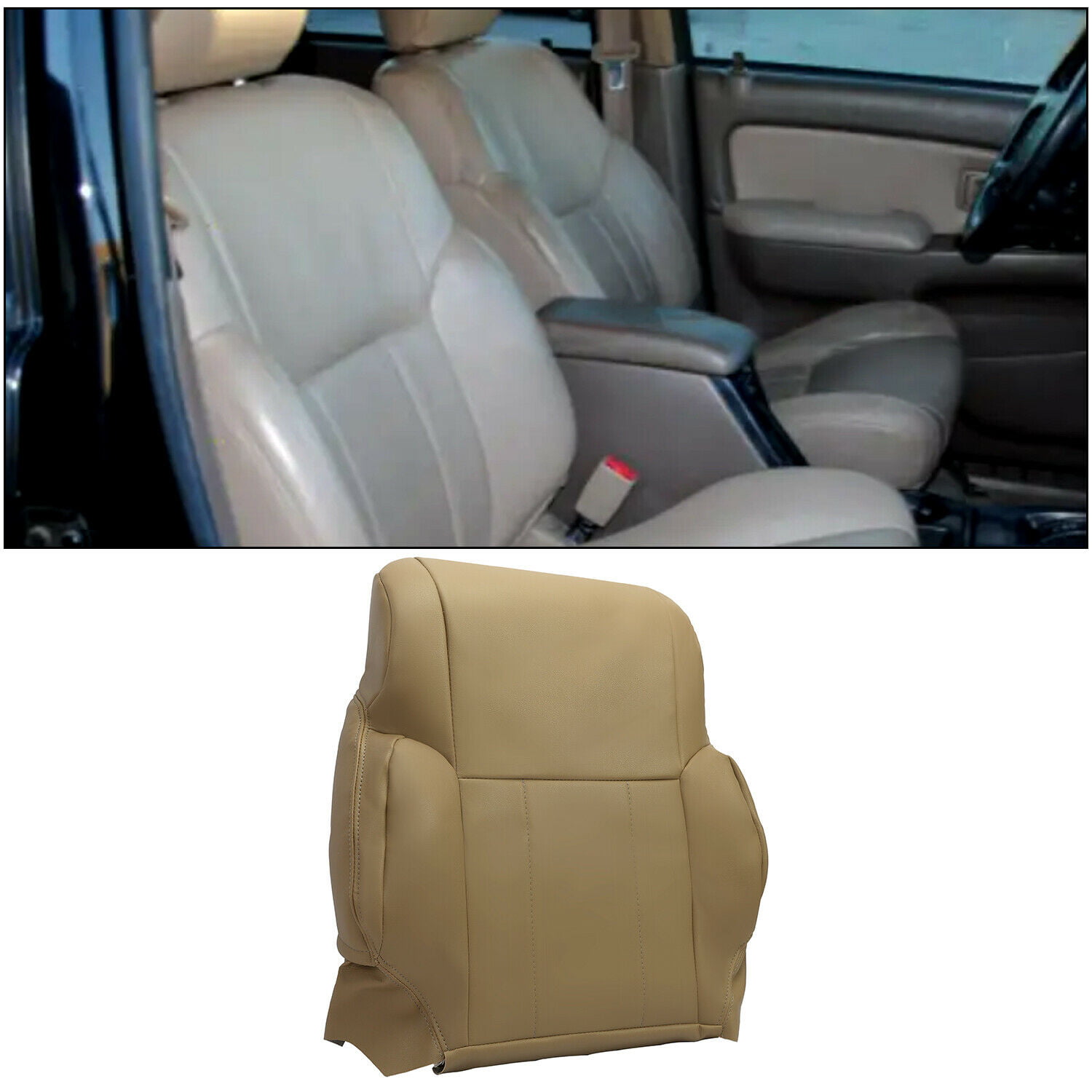 For 1996-02 Toyota 4Runner Driver Top Upper lean back Leather Seat Cover OAK Tan
