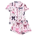 thumbnail image 2 of Halloween Couple Pajamas Satin Silk Casual Stretchy Pumpkin Bat Print Summerween Pajamas Notch Collar Sleepwear Lounge Sets S-3xl, 2 of 8