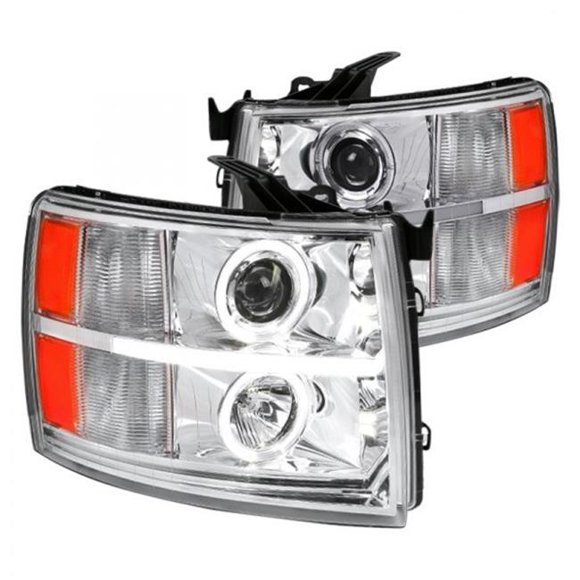 Spec D Tuning 2LHP-SIV07-V2-RS LED Bar Projector Head Lights for 2007-2013 Chevy Silverado - Chrome