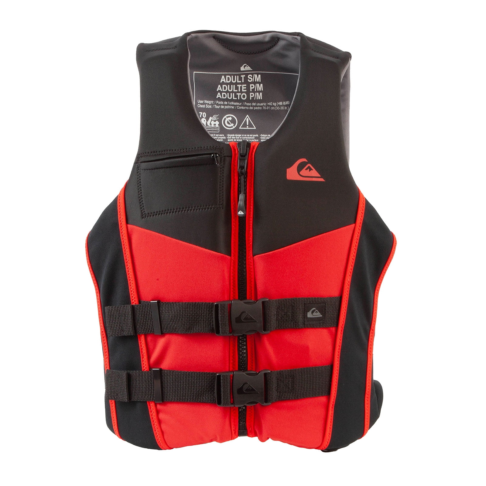 QUIKSILVER Men's Life Vest, USCG and Transport Canada Approved PFD, Level 70 Buoyancy Aids Evoprene Life Jacket for Boating Fishing Kayaking Water Sports - Dual Size