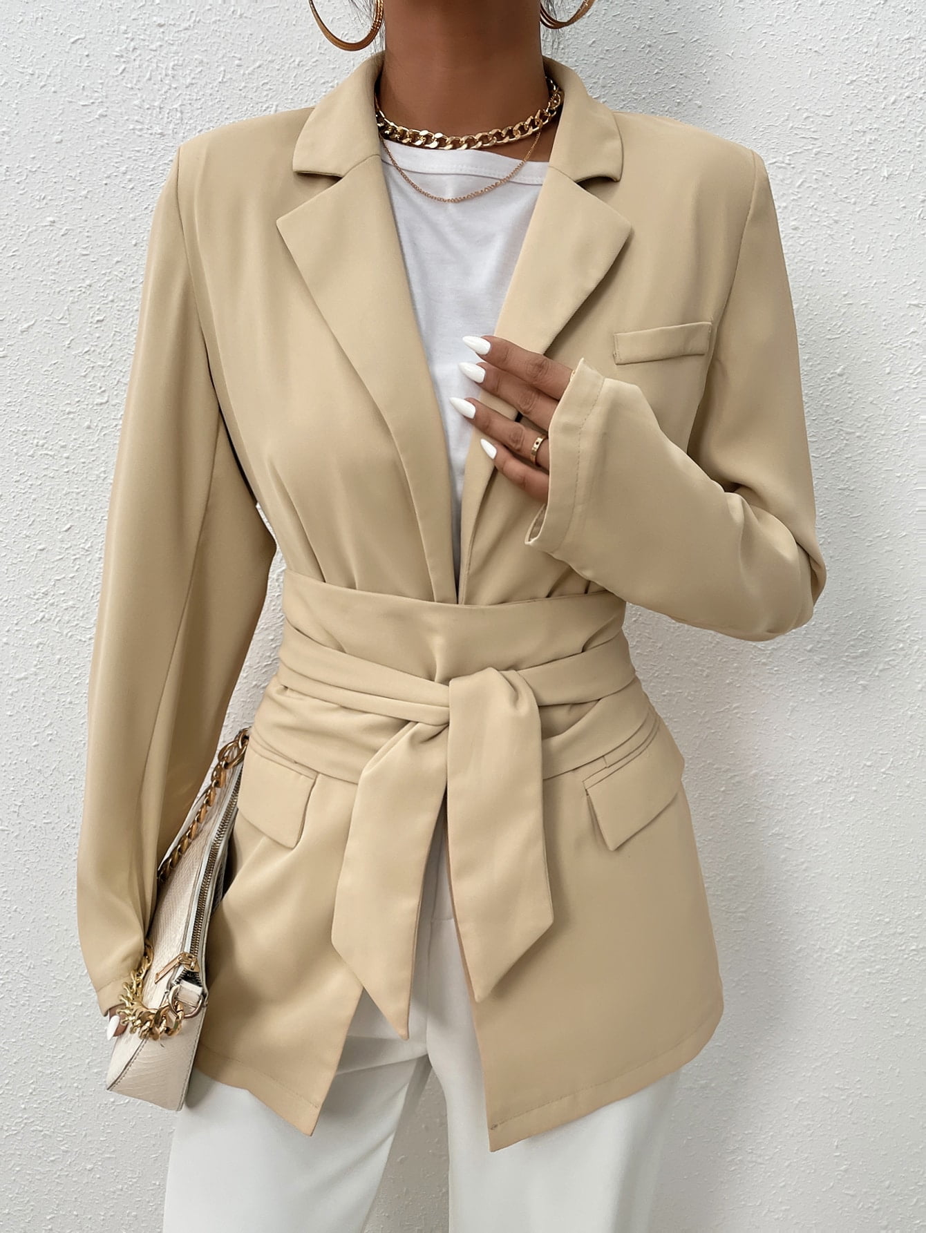 Beige belted blazer Clearance