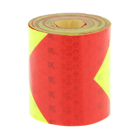 2 inch X 10ft Arrow Reflective Tape Red and Fluorescent Yellow Safety Warning Stickers - Reflector Tape Waterproof Outdoor