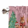 thumbnail image 5 of Merry Christmas Kitchen Curtains and Valances Set, Retro Pink Squirrel Gifts Xmas Tree Rod Pocket Window Valance 18 Inch Window Curtain Panels for Living Room Bedroom Laundry, 27.5x24in, 3 Pieces, 5 of 7