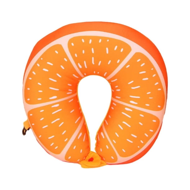 Billuyoard Almohada funcional y fácil de llevar del viaje de la almohada del cuello del viaje de las partículas de la espuma del compañero de Juegos de cama Naranja 30 centimetros