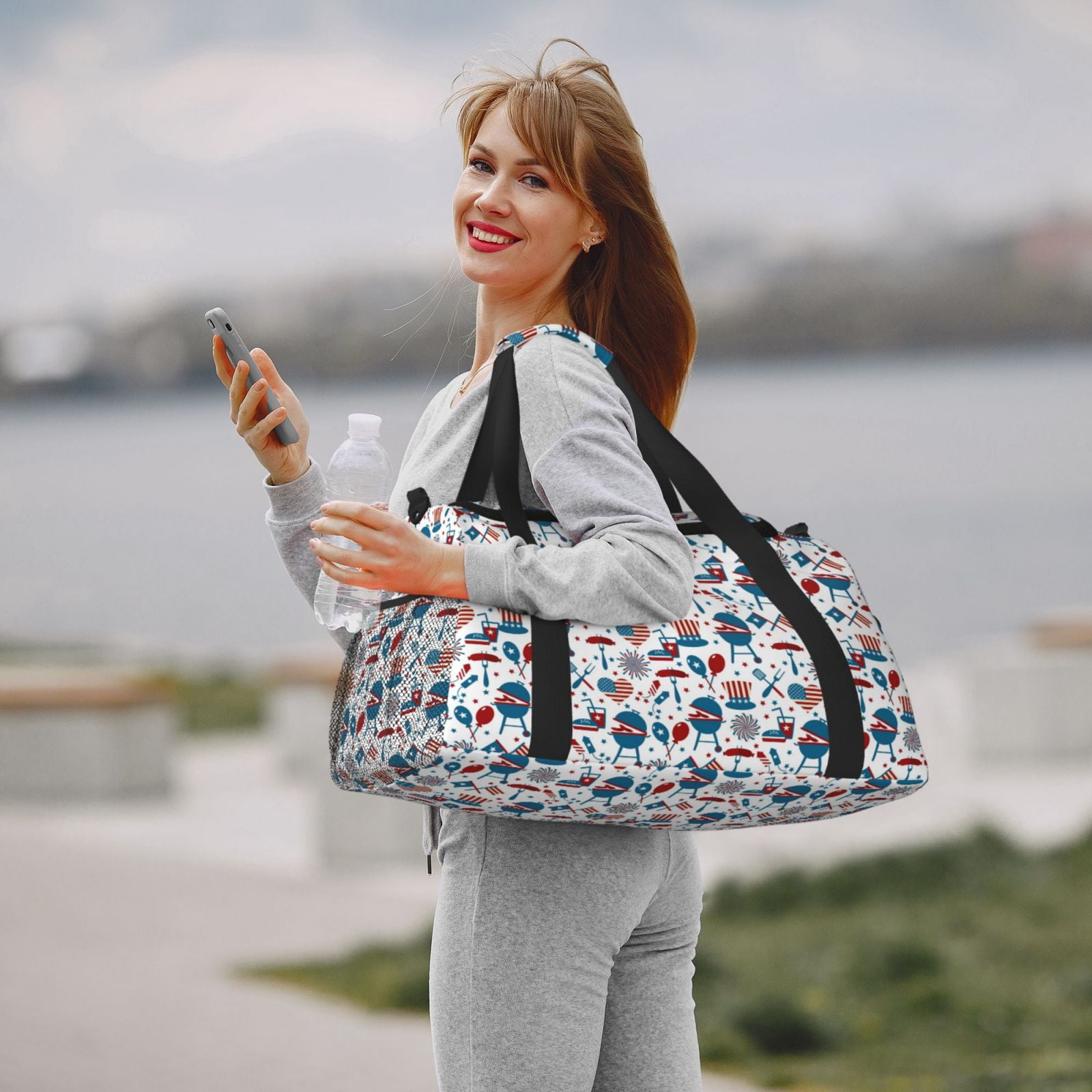 Fuzoiu Fourth Of July Party Print Travel Duffle Bag,Carry On Tote Bags,Duffel Bag,Sport Gym Bag, Hospital Bag for Labor and Delivery, Overnight Bag,Luggage Bag