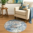thumbnail image 2 of ound Area Rug 3 Ft Circle Entryway Rugs Round Washable Door Mat Indoor Entrance, Non Slip Circle Front Door Rug, Printed Abstract Faux Wool Floor Carpet for Foyer Porch Sink, Grey Beige, 2 of 10