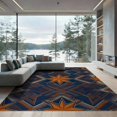 thumbnail image 2 of ODIKA 8'x10' Washable Area Rug Star Emblem With Vintage Sports Pennant Border Design Refined for King Size Bedroom Under Bed, Master Suite, Non-Shedding, Easy Care, 2 of 7