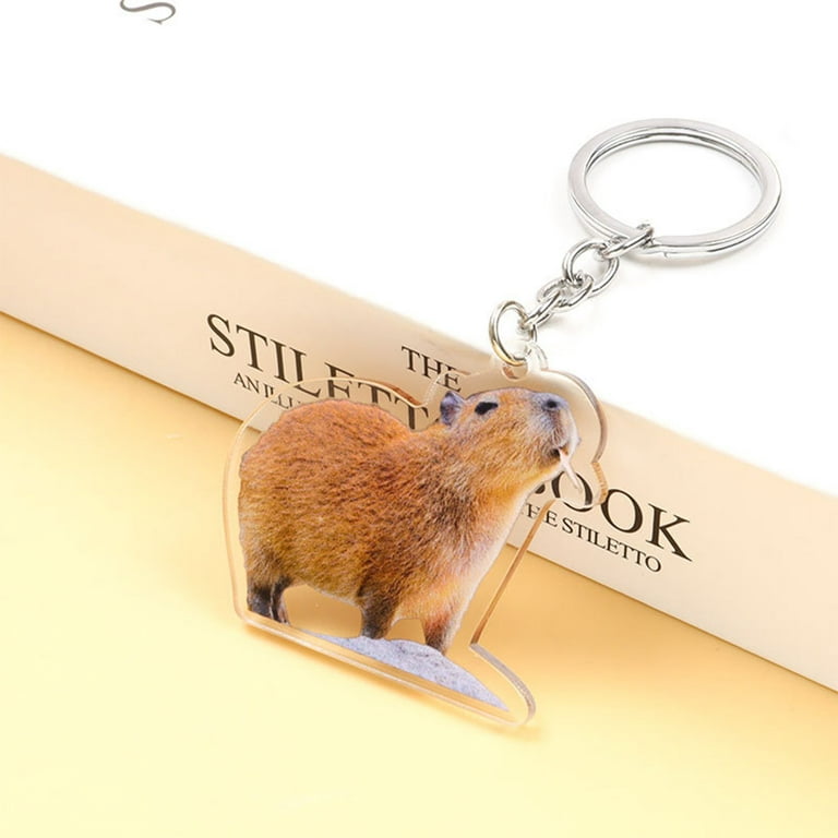 Guinea Pig Capybara Art Painting Keyring Keychain Handbag Charm With Print  From Original Painting by Suzanne Le Good 