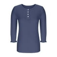 thumbnail image 5 of zbxnLI Womens 3/4 Sleeve Tops with Buttons Crew Neck Casual Blouses Smocked Cuffed Cute Tunic Shirts, 5 of 8