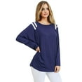 thumbnail image 2 of Women's Striped Shoulder Dolman Top, NAVY/WHITE, M, 2 of 5