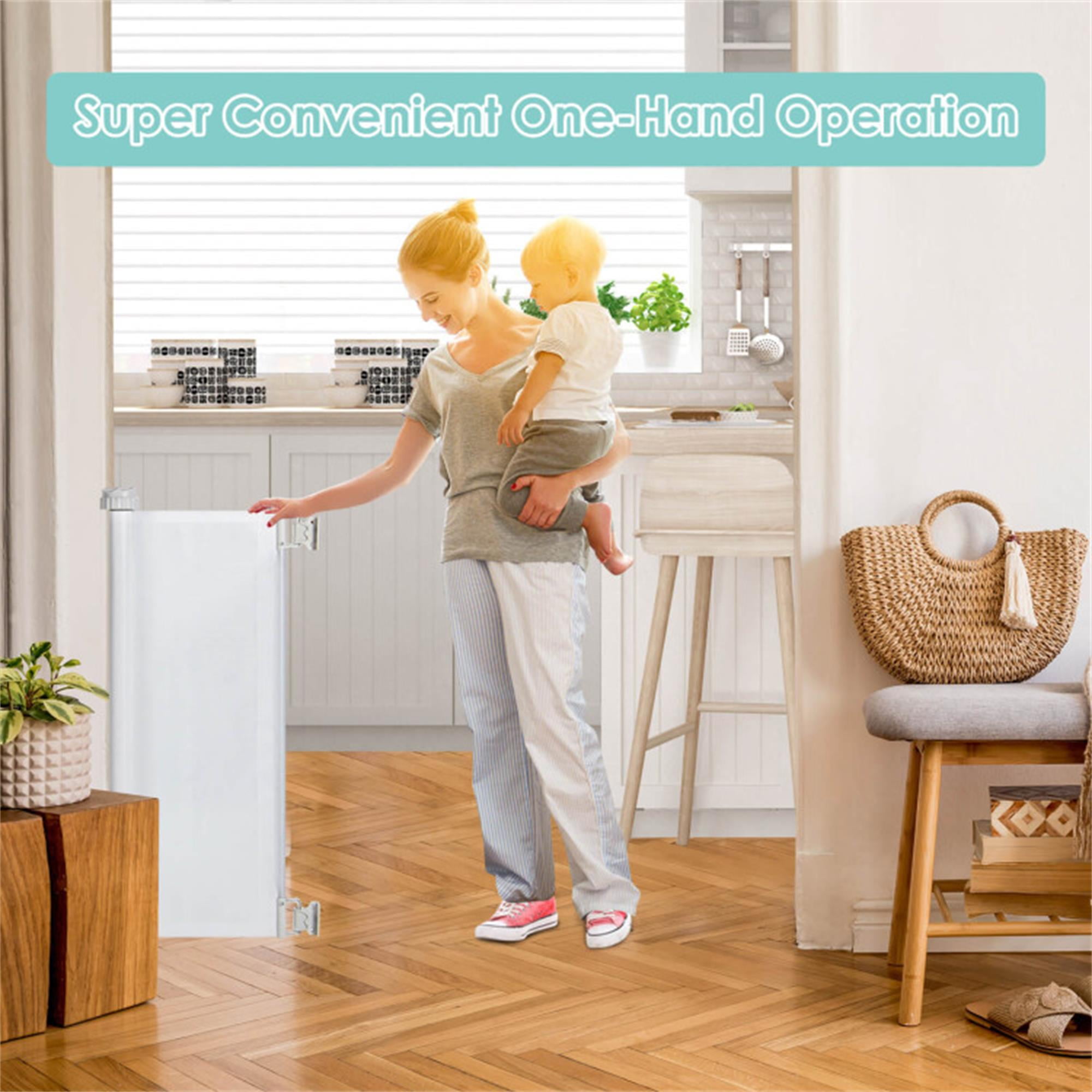 Pefilos Extends up to 55" Wide Mesh Dog Gate for The House, Retractable Baby Gates for Stairs, 34" Tall Child Gates for Doorways, Pet Door Indoor, White Pefilos Extends up to 55" Wide Mesh Dog Gate for The House, Retractable Baby Gates for Stairs, 34" Tall Child Gates for Doorways, Pet Door Indoor, White