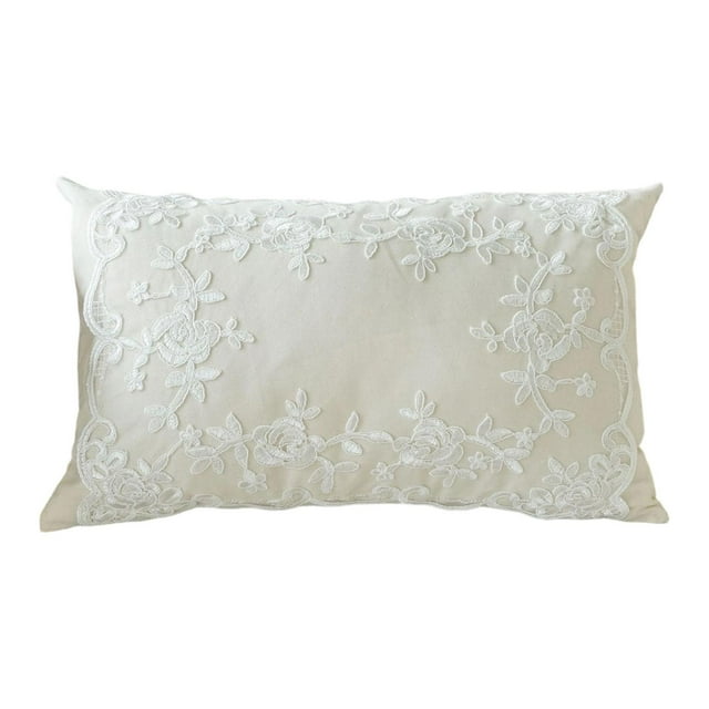 Almohada decorativa, cojín de sofá, bordado, victoriano, almohada de cama versátil, encaje, patrón floral, para sofá, sala de estar, silla, banquete d Encaje rosa floral