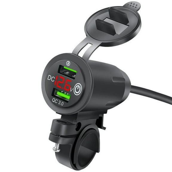 Fast Charging Motorcycle USB Charges Double Port Smartphone Charges with Easy Touches Switches & Secure Installation