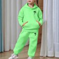 thumbnail image 2 of Ulitacool Outfits for girls Toddler Casual Printed Hoodie Set Long Sleeve Sweatpants Pullover Top Matching Bottoms Fall Winter Pajamas Loungewear Green, 2 of 6