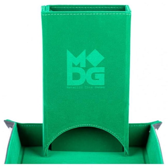 Metallic Dice Games Fold Up Velvet Dice Tower, Green