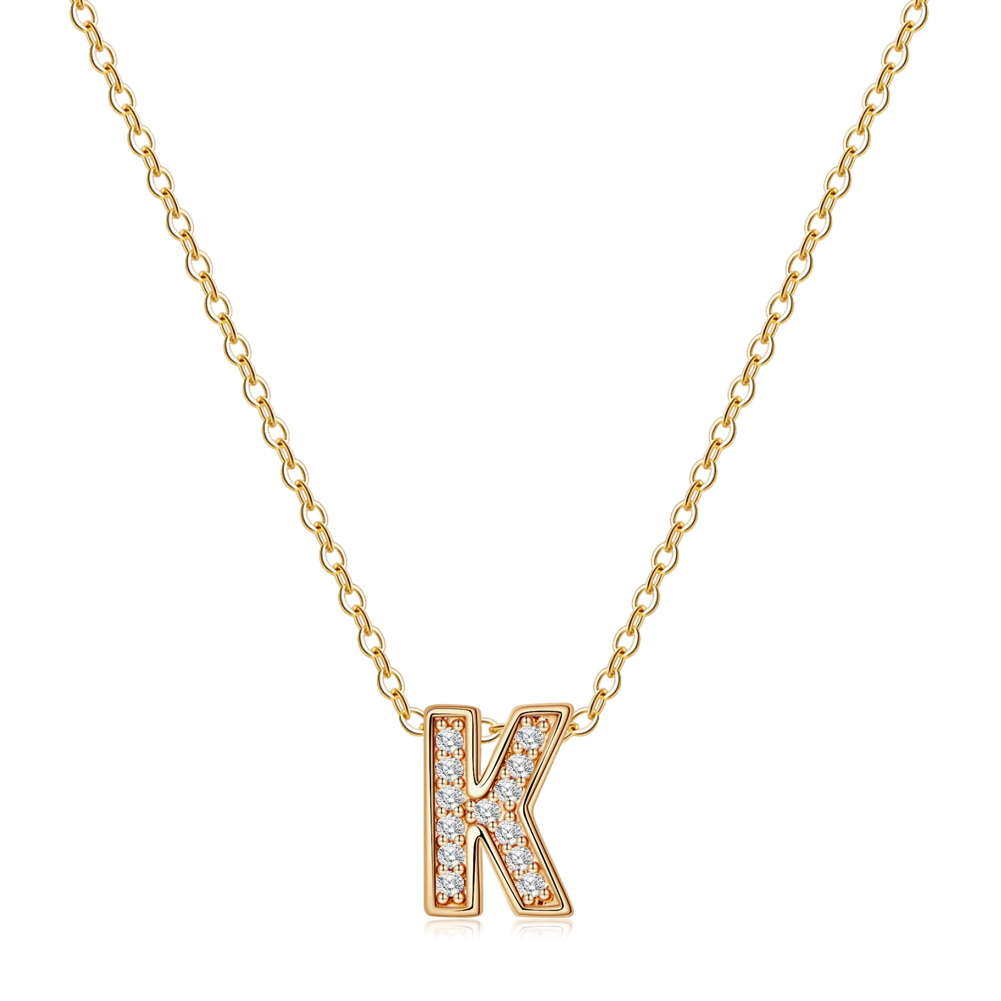 Cubic Zirconia Letter Initial Pendant Necklace 14k Gold Filled Dainty Personalized Alphabet 26 Initial Monogram Necklace for Girls Jewelry Gifts MONOZO Tiny Initial Necklace for Women 