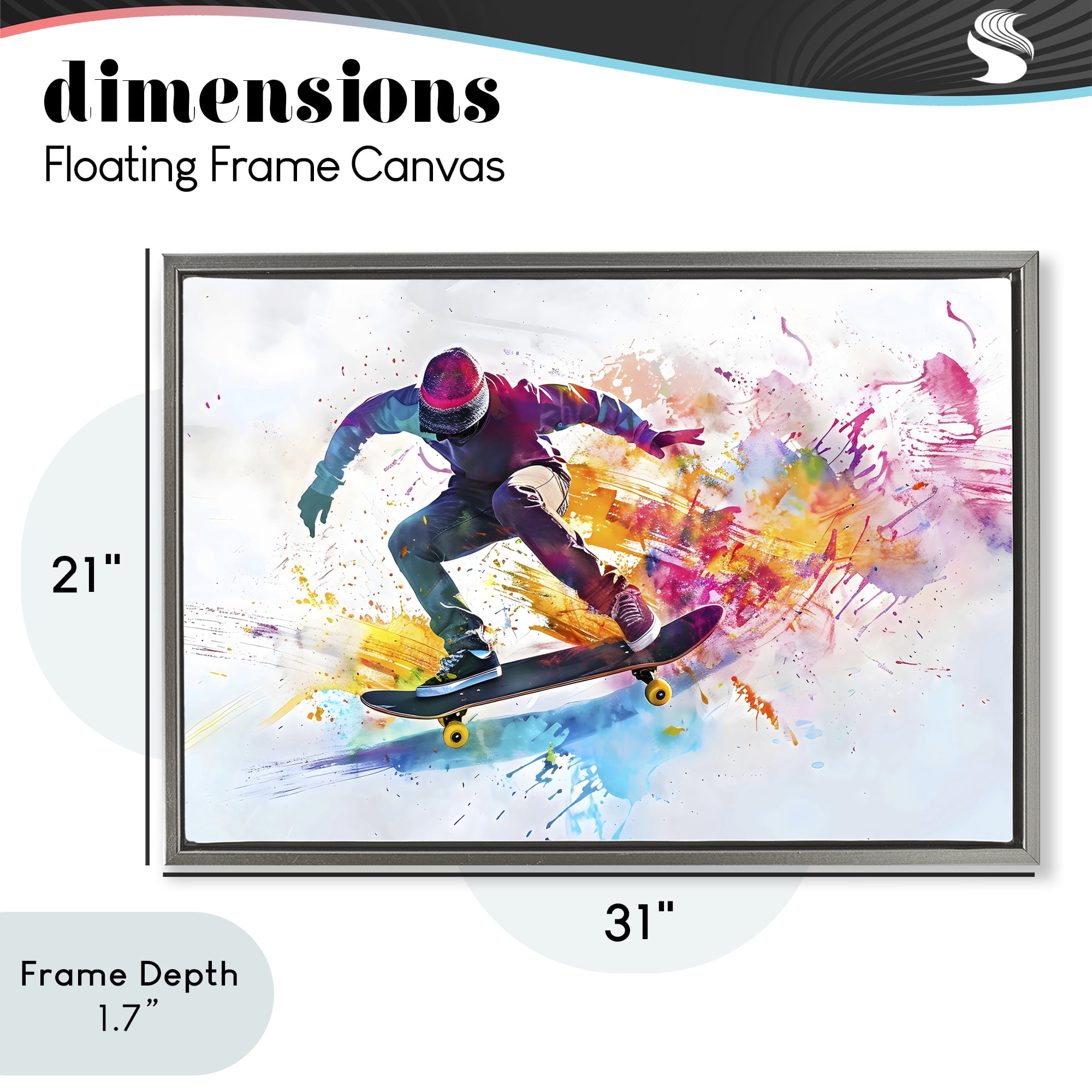 Stupell Industries Skateboarder in Motion Gray Framed Floater Canvas Wall Art, design by Creative Studio