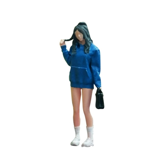 Figura de muñeca femenina modelo 1/64 Figura de resina Juguete educativo Hobby jugar con la chica del pelo