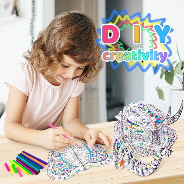 Lucyzero 5 - 8 ans enfants cadeaux, 7 - 12 ans filles Art Puzzle jouet  éducatif artisanat garçon coloriage crayon Art marqueur set DIY 6 - 12 ans  enfants Construction Elephant Toys 