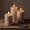 Blush Beige, variant on WYZworks Fluted Ribbed LED Pillar Candles, Loden Green, with Realistic Reflective Melted-Wax Effect – Flickering Flame, Remote, Dimmable, Flameless, Battery Operated, Home & Wedding Decor (Set of 3)