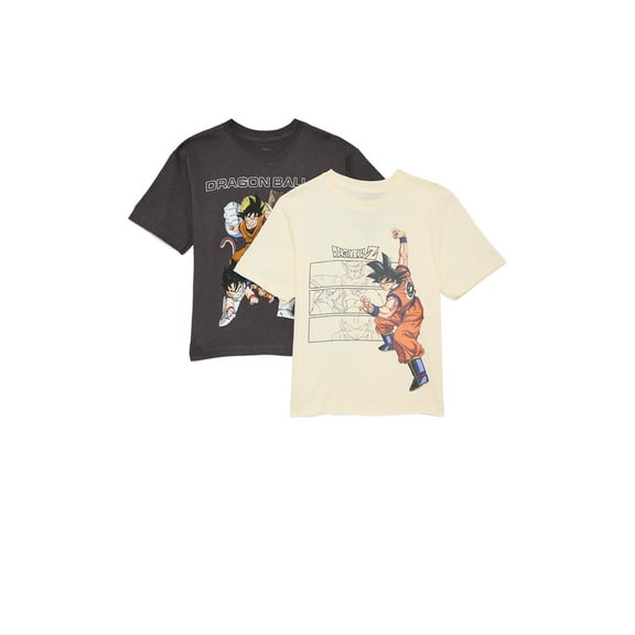 Dragon Ball Z Boys Cotton Graphic Tee with Short Sleeves, 2-Pack, Sizes XS-2XL