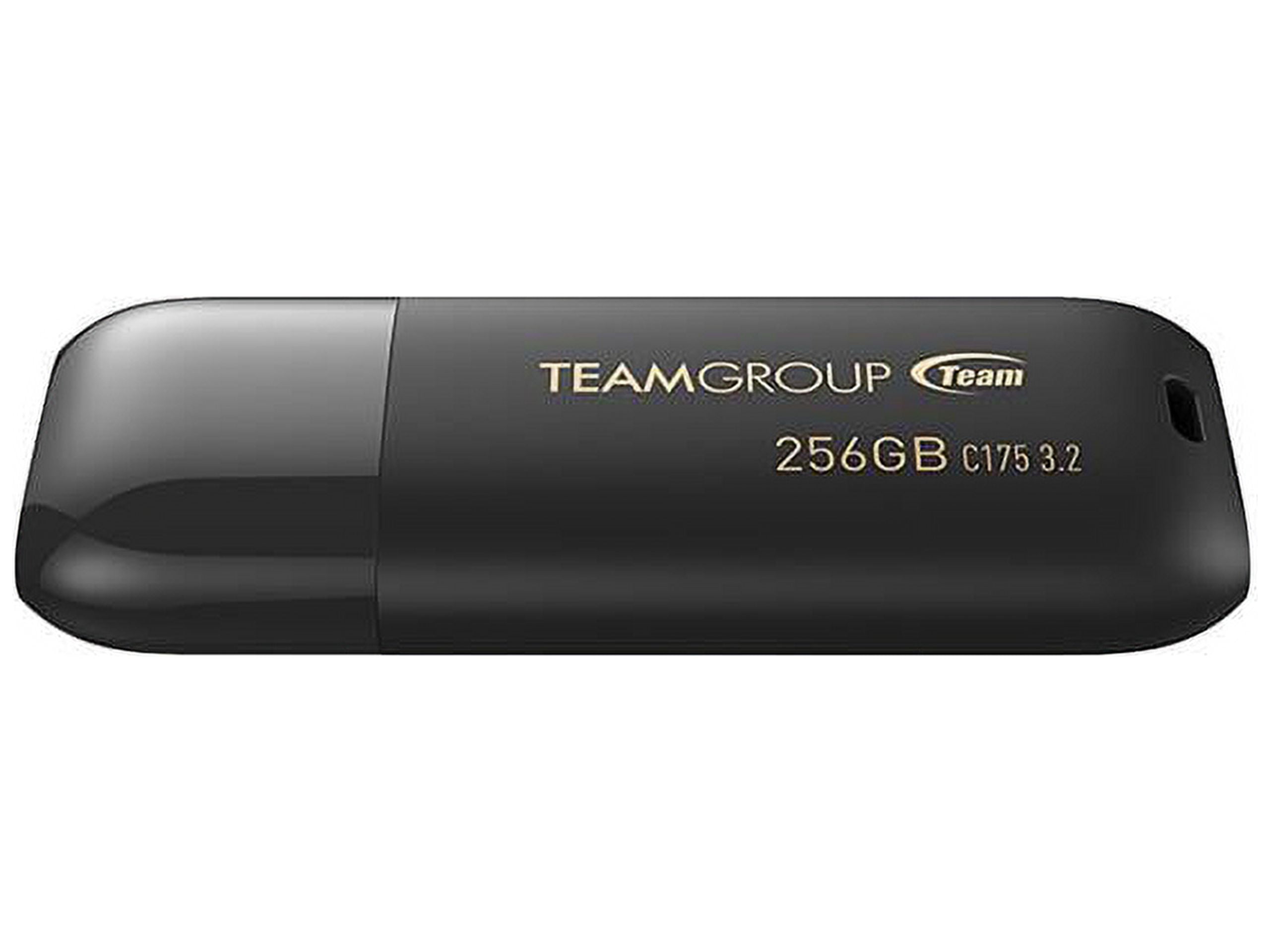 TEAMGROUP C175 256GB USB 3.2 Gen 1 Flash Drive Rounded Streamlined Unibody Design Black Pearl Seamless Construction Matte and Glossy Finish, Speed Up to 100MB/s (TC1753256GB01)