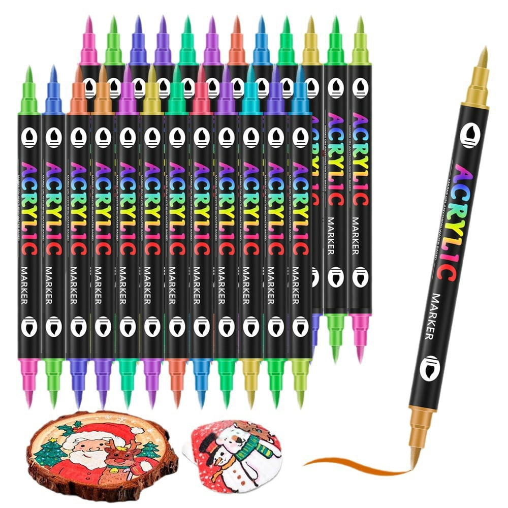 24/48/72 Colors Double Colors Nib Acrylic Markers, Paint Pens, Dual Color Art Markers Brush Pen Dual Tip for DIY Crafts