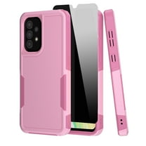 NIFFPD Samsung Galaxy A33 5G Case with Screen Protector (Anti Spy Privacy) Tough Rugged Shockproof Protective Phone Case for Galaxy A33 5G Pink