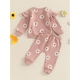 thumbnail image 4 of Suealasg Infant Baby Girls 2Pcs Fall Clothes 1T 2T 3T Toddler Girls Casual Autumn Outfits Long Sleeve Daisy Print Sweatshirt Elastic Waist Sweatpants, 4 of 7