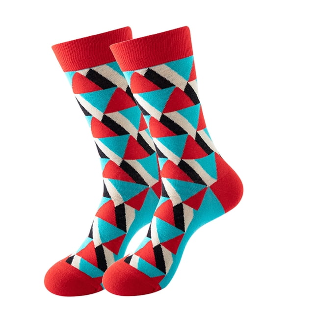 Multicolor Socks Print Socks for Women Girls Geometric Print Colorful Pattern Novelty Cute