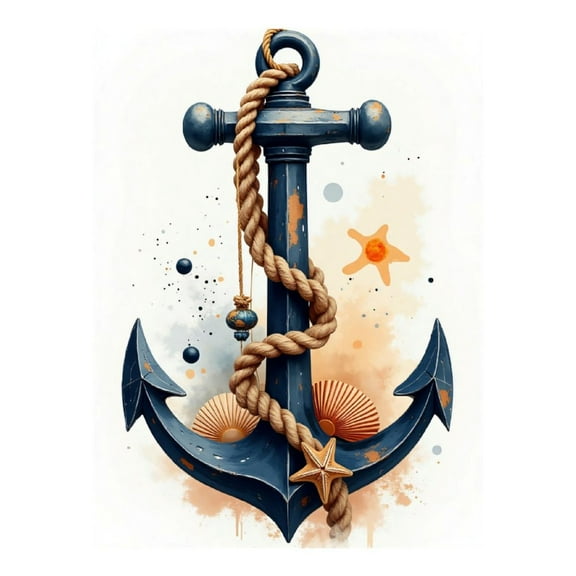 Diamond Art Kit for Adults, Classic Anchor Charcoal Print No.21 Diamond Painting for Adults Beginners, 5D DIY Diamond Art Painting Kits, Colorful Diamond Painting Craft for Home Decor 12x16
