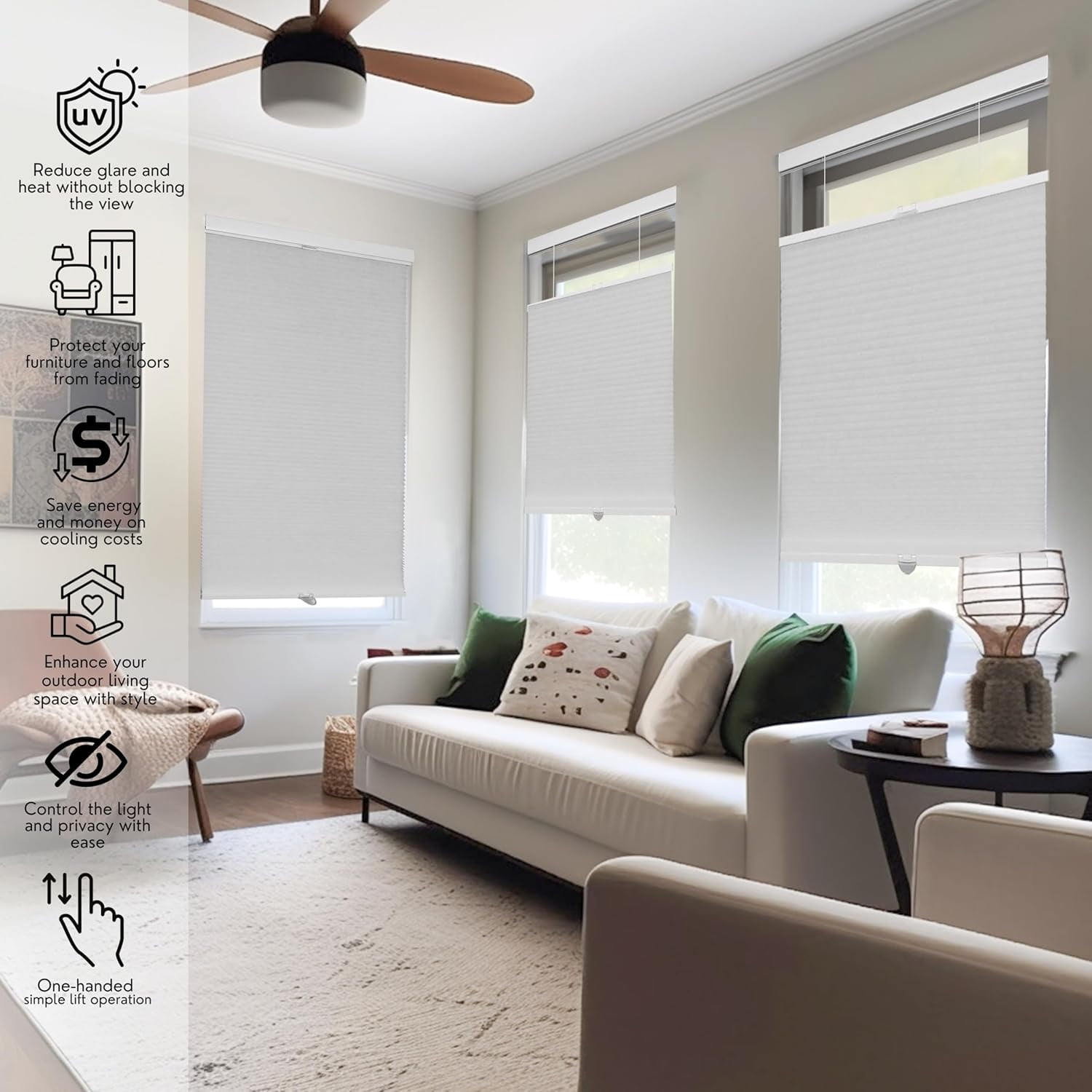 Chicology Salt Light Filtering Cordless Top Down Bottom Up Cellular Shades 40.25 in. W x 72 in. L