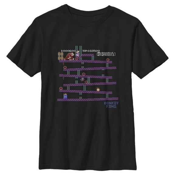 Boy's Nintendo Original Donkey Kong Gameplay Graphic Tee Black Small