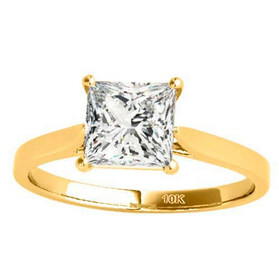 Women's 1.00 Ctw Princess Cut Lab-Grown Diamond Solitaire Ring in 10K White, Rose, and Yellow Gold