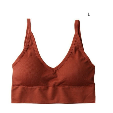 

2pcs Sexy Crop Tops Sleeveless Sports Lingerie Top Strap Bra Bralette Caramel L