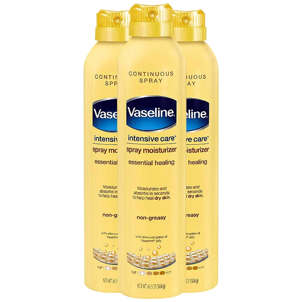 Vaseline Spray & Go Moisturizer, 6.5 Oz (184g), 3 Cans