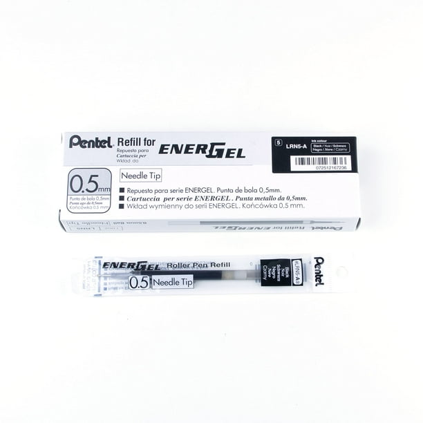Bolígrafo de gel líquido Pentel EnerGel de recarga, 0,5 mm, caja negra, 12