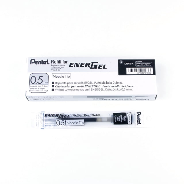 Bolígrafo de gel líquido Pentel EnerGel de recarga, 0,5 mm, caja negra, 12