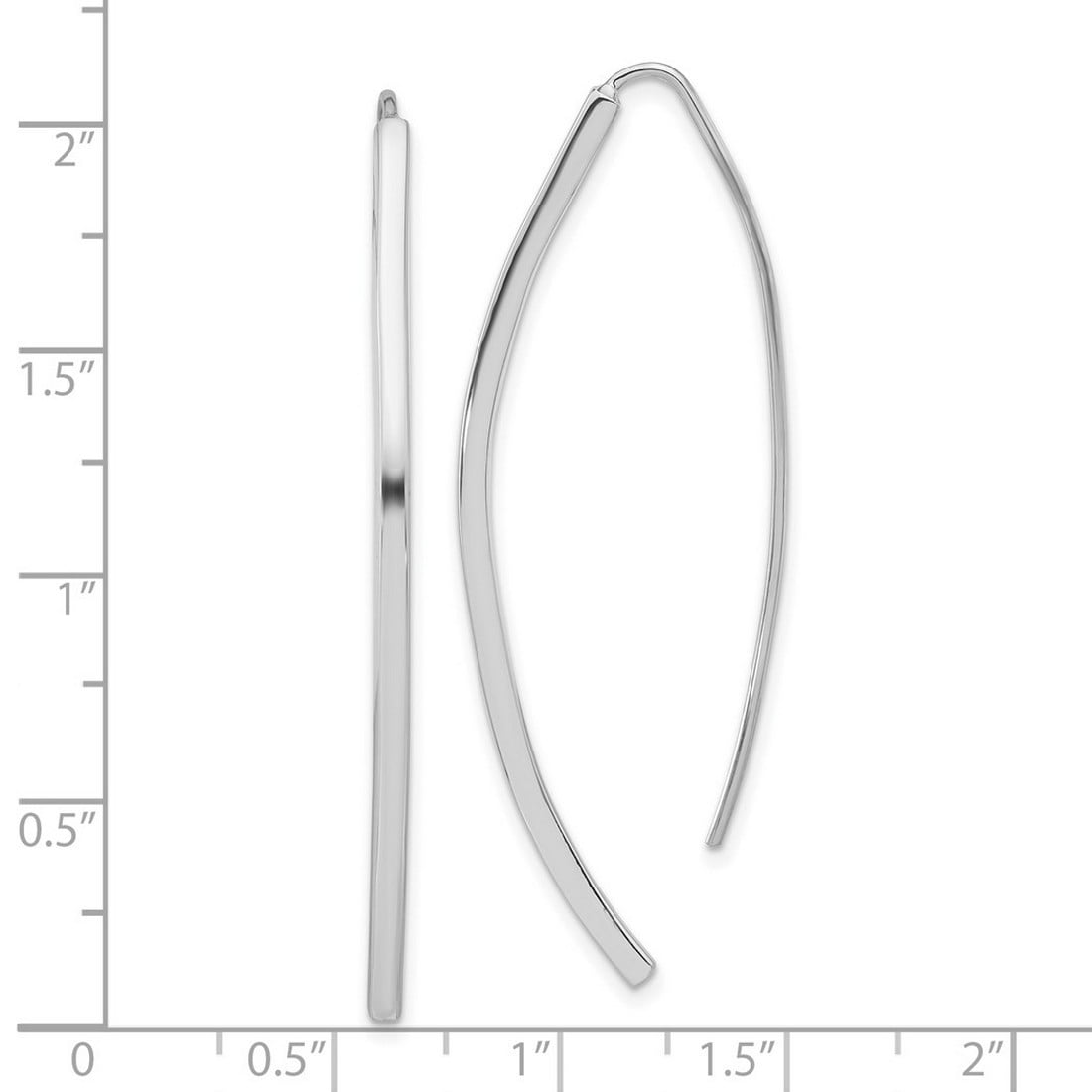 925 Sterling Silver Polished Threader Bar Earrings 53.25x2mm Wide Stud Earring for Women - 3.8 Grams