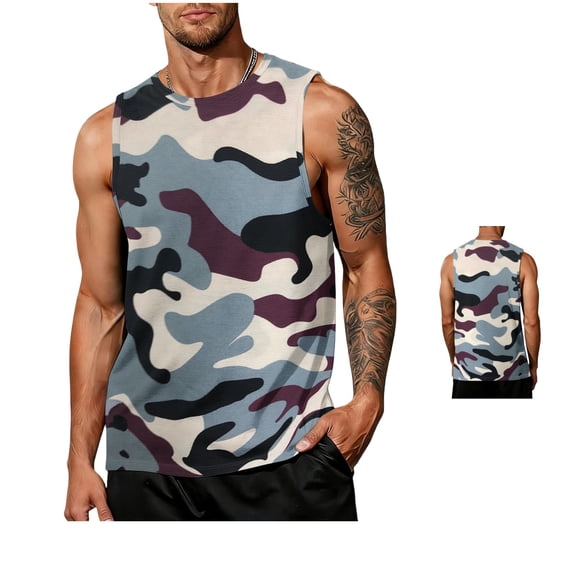 Clossjun Men's Tank Tops Mesh Quick Dry Sleeveless Shirts Lightweight Crew Neck Loose Fit Athletic Blouses For Work Out Gym Light Blue 5XL