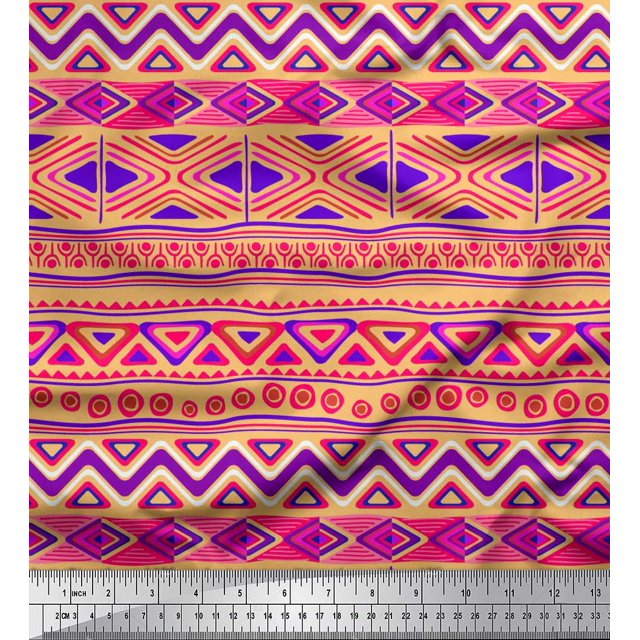 Soimoi Rayon Fabric Aztec Geometric Print Fabric by The Yard 42 Inch Wide