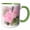 Green/White, variant on 3drose, Image of Watercolor of Two Pink Roses in Closeup, 11oz Mug