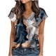 thumbnail image 1 of Blusas para las Mujeres Casual Manga Corta V-Cuello Impreso Top, Suéter Camiseta para Todas las Estaciones de Uso Diario, 1 of 6