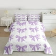 thumbnail image 2 of Manfei Purple Bow Boy Girl 2pcs Bedding Comforter Set,Dreamy Princess Twin Comforter Sets,Cute Bowknot Breathable Bedding Set,Super Cozy Room Decor,Reversible, 2 of 8