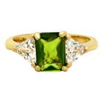 thumbnail image 3 of Gold Plated Emerald-Cut Chartreuse Green CZ Three-Stone Ring, Size 4.5, 3 of 7