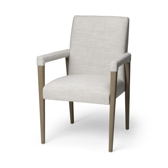 Mercana  Palisades Cream Fabric Wrap Brown Wood Frame Dining Chair