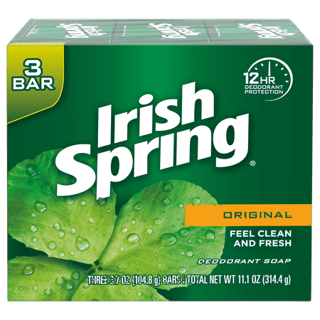 Irish Spring Original, Deodorant Bar Soap, 3.7 Ounce, 3 Bar Pack