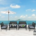 thumbnail image 4 of Patiojoy 4PCS Rattan Wicker Outdoor Patio Conversation Set Cushioned Sofa Coffee Table, 4 of 5