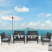 Topbuy 8PCS Rattan Wicker Outdoor Patio Cushioned Sofa Coffee Table Furniture Set