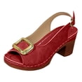 thumbnail image 6 of Dakaela Slingback Heeled Sandals for Women Fashion Open Toe Dressy Chunky Low Heels Wedge Casual Dress Pumps Shoes for Wedding Party Red 7.5, 6 of 7